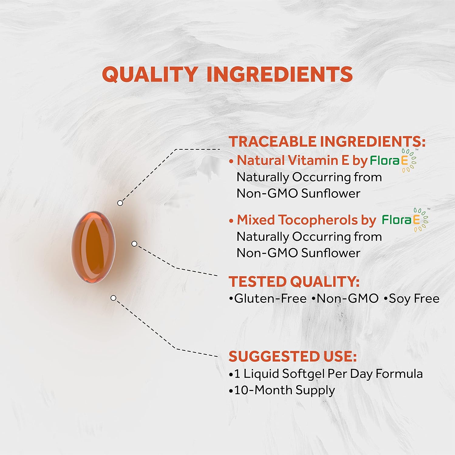 Sunflower Vitamin E Softgels with Mixed Tocopherols - Skin & Immune Support - Non-GMO, Soy & Gluten Free - 300 Count