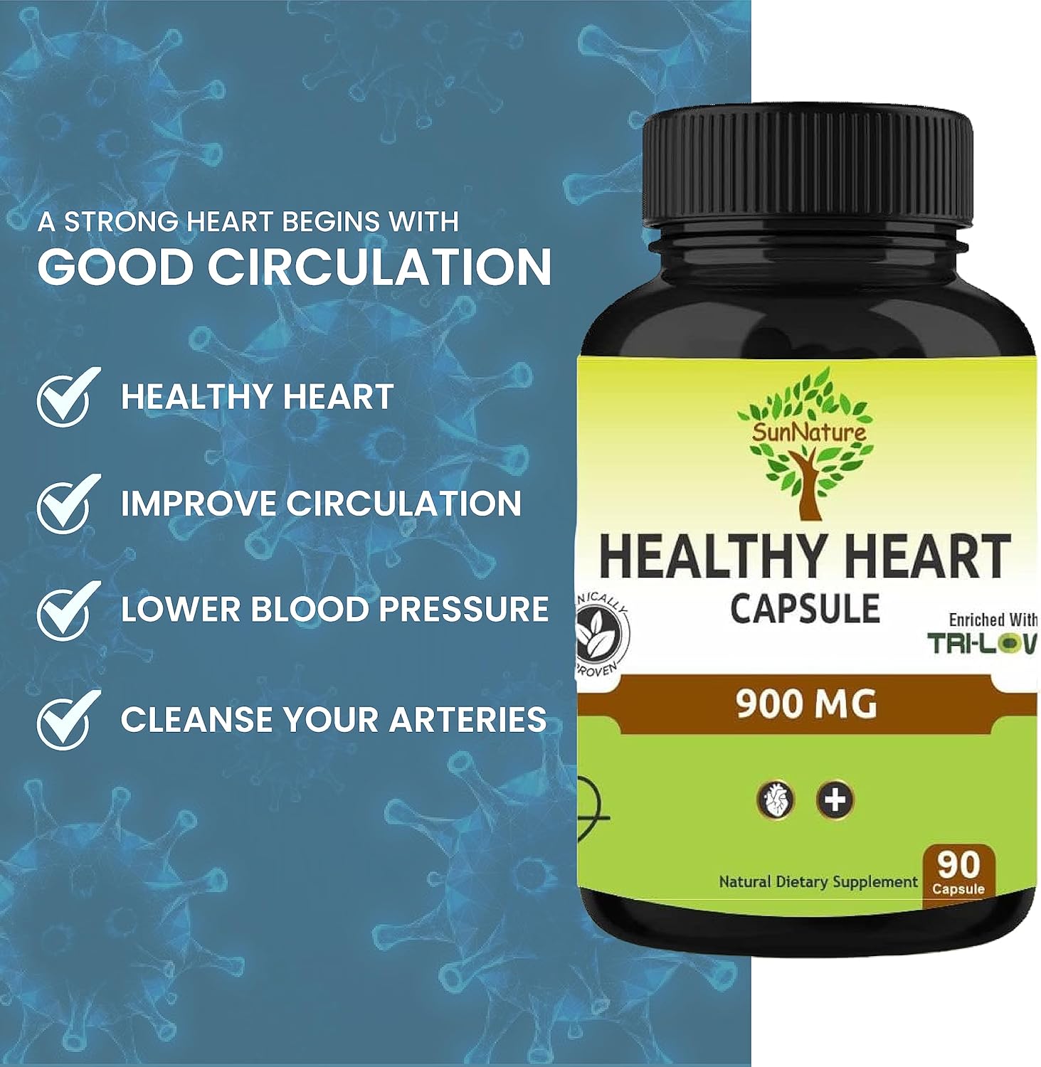 SunNature Healthy Capsule I - Amla, Garlic, & Arjuna Extract Blend | 90 Capsules | Health Supplement