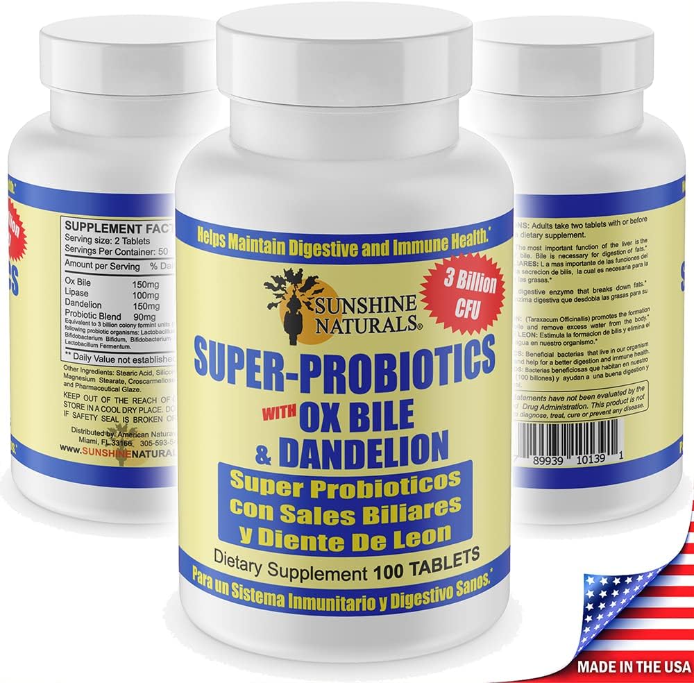 Sunshine Naturals Super Probiotics Supplement - 300 Capsules for Digestion, Gut Health, and Immune System Support