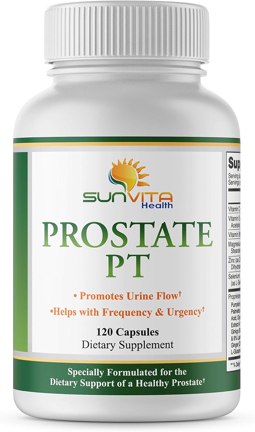 SunVita Health Prostate Formula with Saw Palmetto & Beta Sitosterol - 120 Capsules for Frequency & Urgency