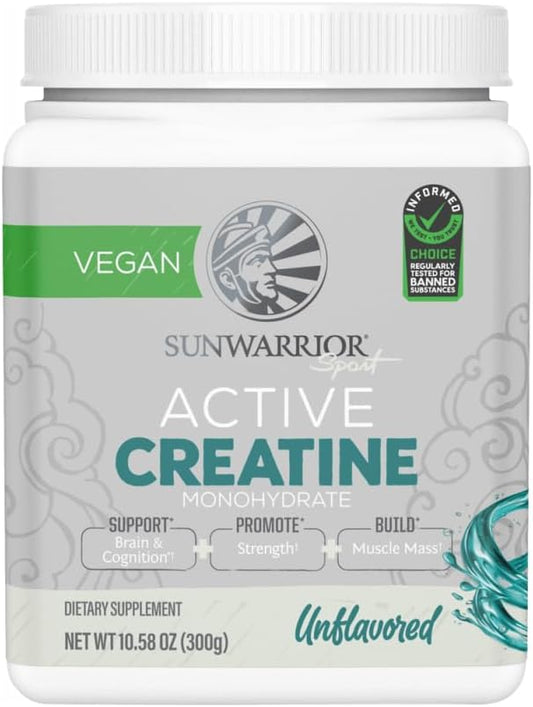 Sunwarrior Active Creatine Powder, 10.58 oz - Vegan-Friendly, Non-GMO Supplement for Muscle Strength and Endurance