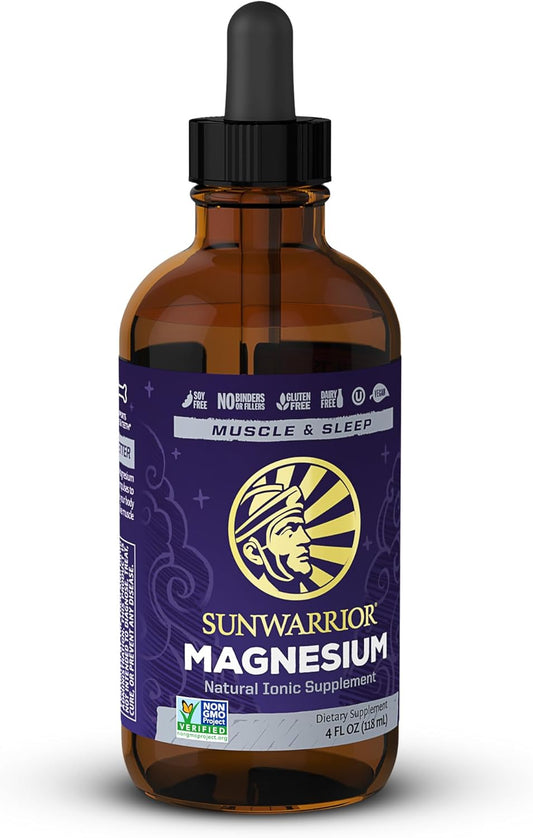 Sunwarrior Liquid Magnesium Supplement with Trace Minerals for Brain, Heart, and Muscle Support (4 FL Oz)