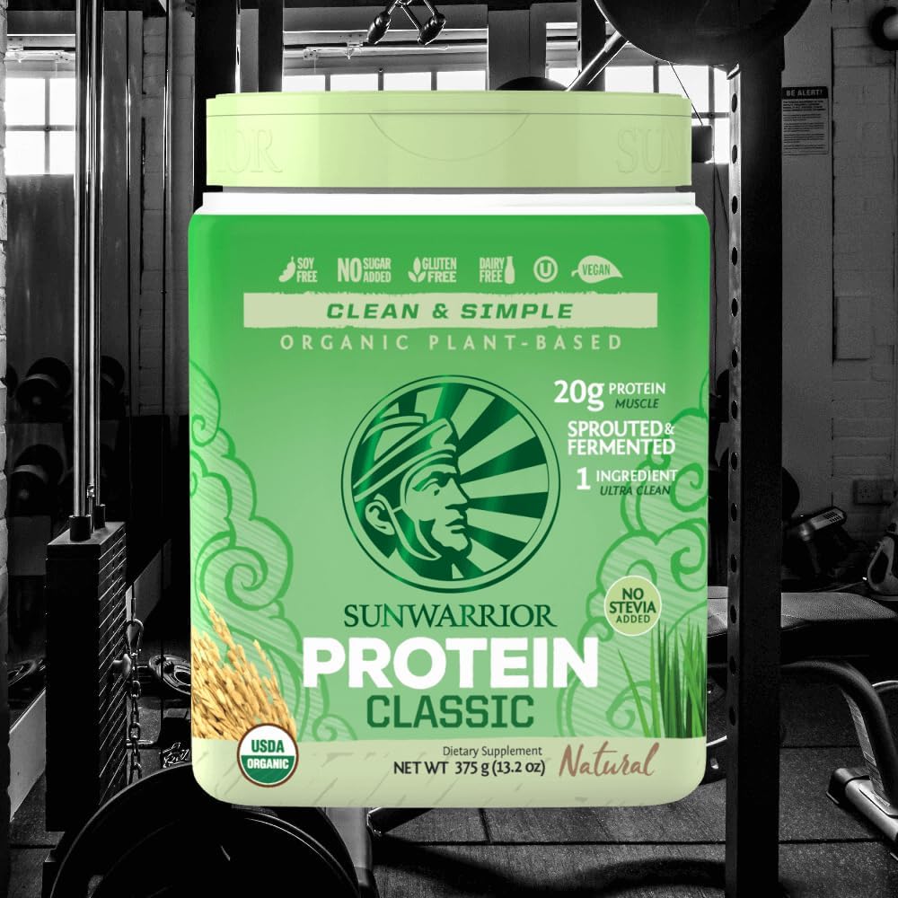 Sunwarrior Plant-Based Brown Rice Protein Powder with BCAA & Amino Acids, Gluten-Free, Low Carb, Dairy-Free, 375g