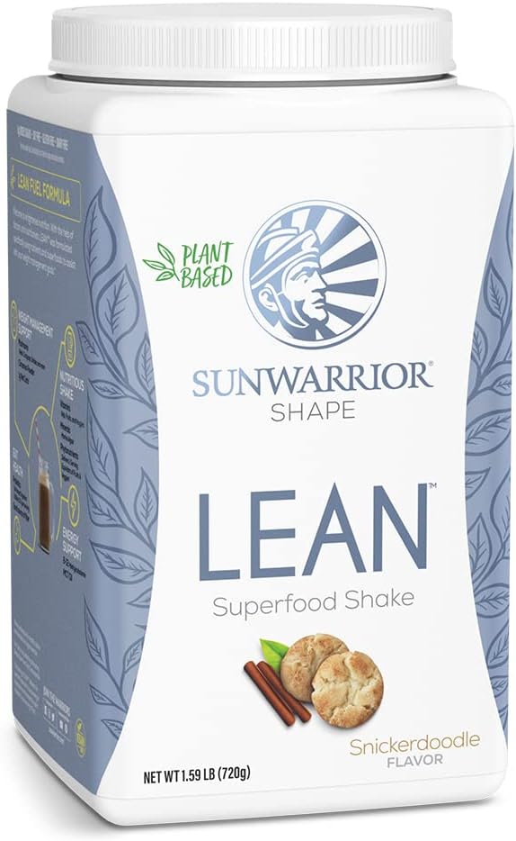 Sunwarrior Shape Lean Snickerdoodle Vegan Protein Superfood Shake - Organic Meal Replacement Supplement, Gluten-Free, Non-GMO, Dairy-Free, Sugar-Free, Low Carb Plant-Based Protein - 20 Servings