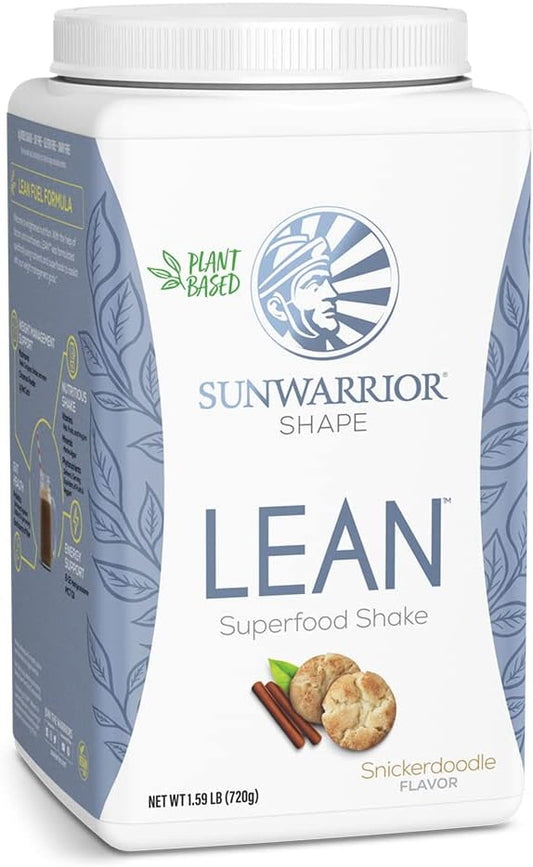 Sunwarrior Shape Lean Snickerdoodle Vegan Protein Superfood Shake - Organic Meal Replacement Supplement, Gluten-Free, Non-GMO, Dairy-Free, Sugar-Free, Low Carb Plant-Based Protein - 20 Servings