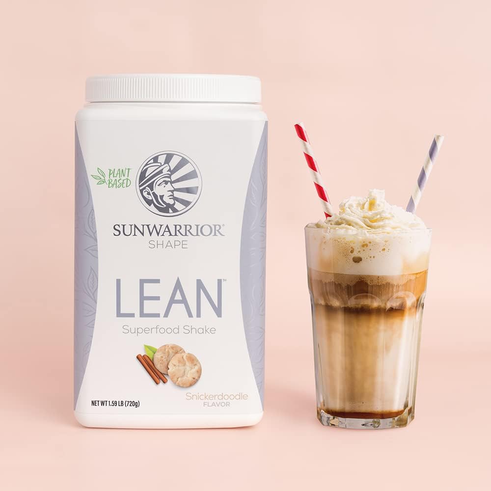 Sunwarrior Shape Lean Snickerdoodle Vegan Protein Superfood Shake - Organic Meal Replacement Supplement, Gluten-Free, Non-GMO, Dairy-Free, Sugar-Free, Low Carb Plant-Based Protein - 20 Servings