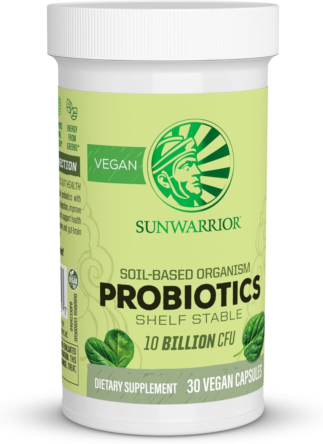 Sunwarrior Soil-Based Vegan Probiotic Capsules | 10 Billion CFU for Digestion | Soy, Gluten, Dairy Free | 30 Count