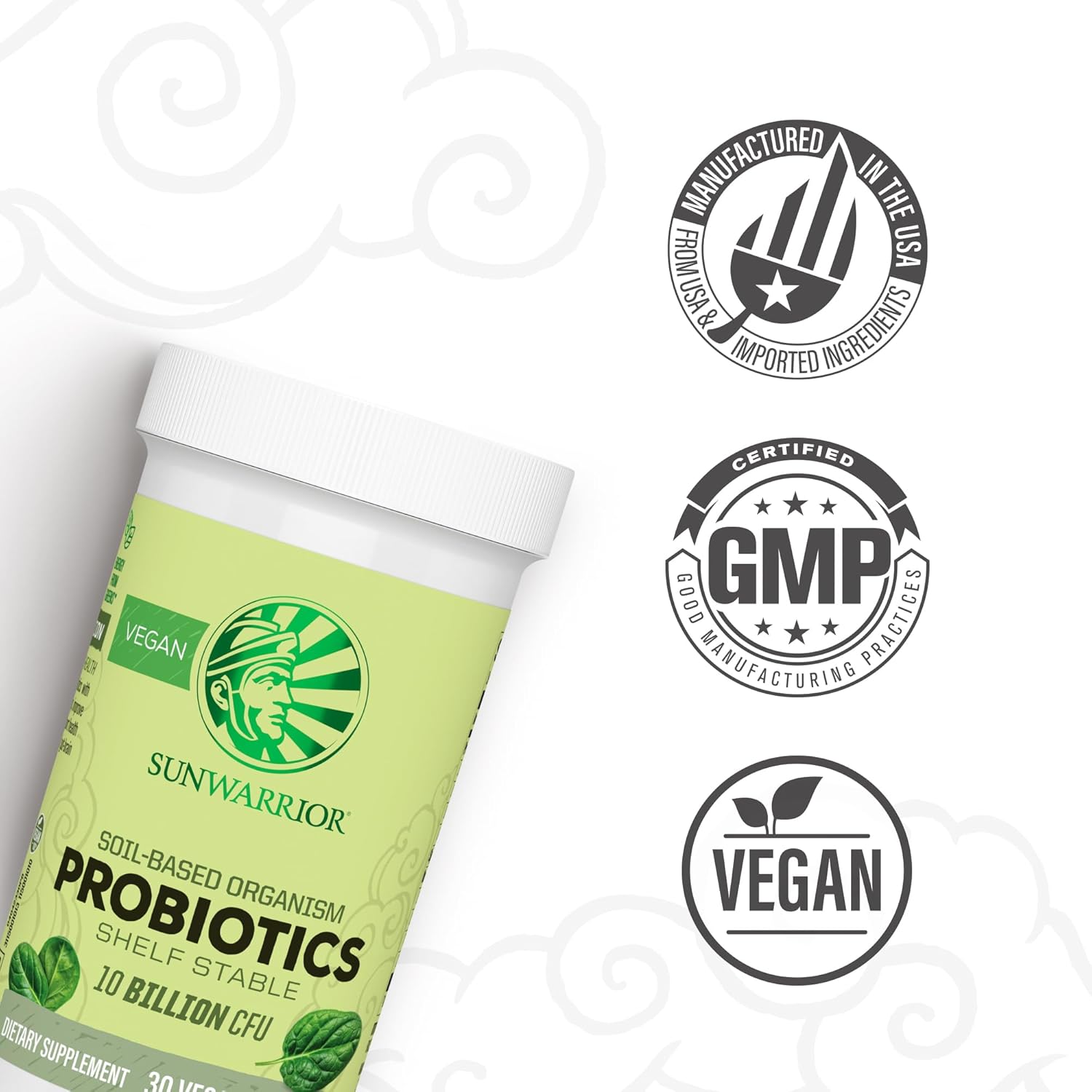 Sunwarrior Soil-Based Vegan Probiotic Capsules | 10 Billion CFU for Digestion | Soy, Gluten, Dairy Free | 30 Count