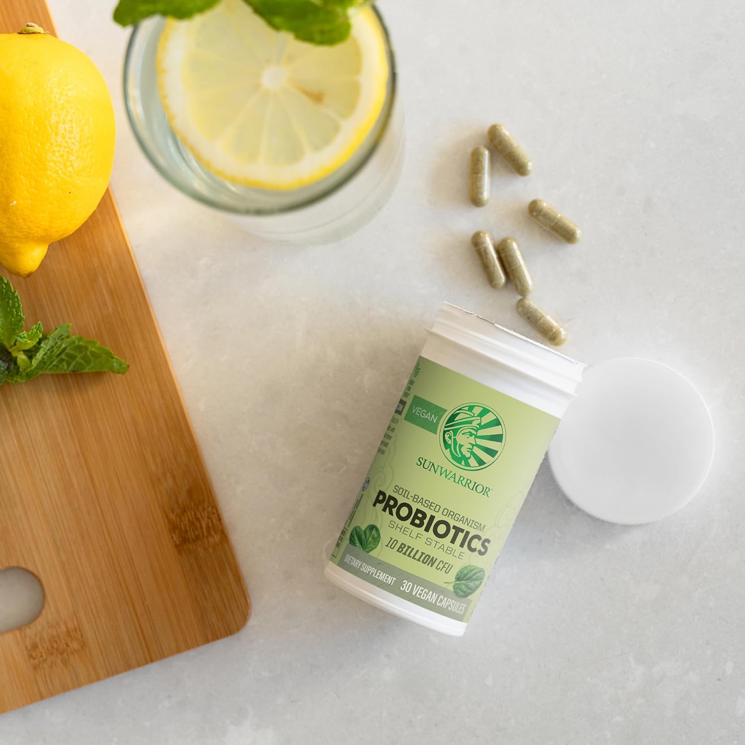 Sunwarrior Soil-Based Vegan Probiotic Capsules | 10 Billion CFU for Digestion | Soy, Gluten, Dairy Free | 30 Count