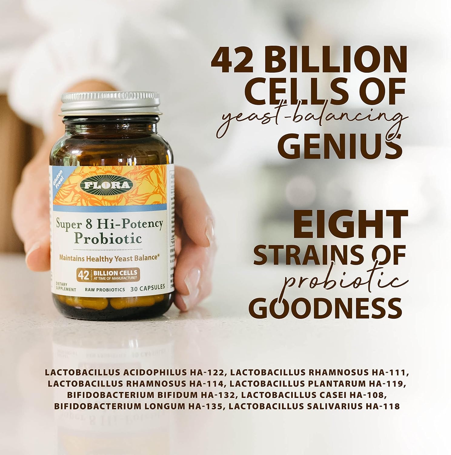 Super 8 Hi Potency Probiotics - 60 Count for Healthy Yeast Balance & Digestive Health - 42 Billion CFU, Raw, Gluten Free - 2 Month Supply for Men & Women