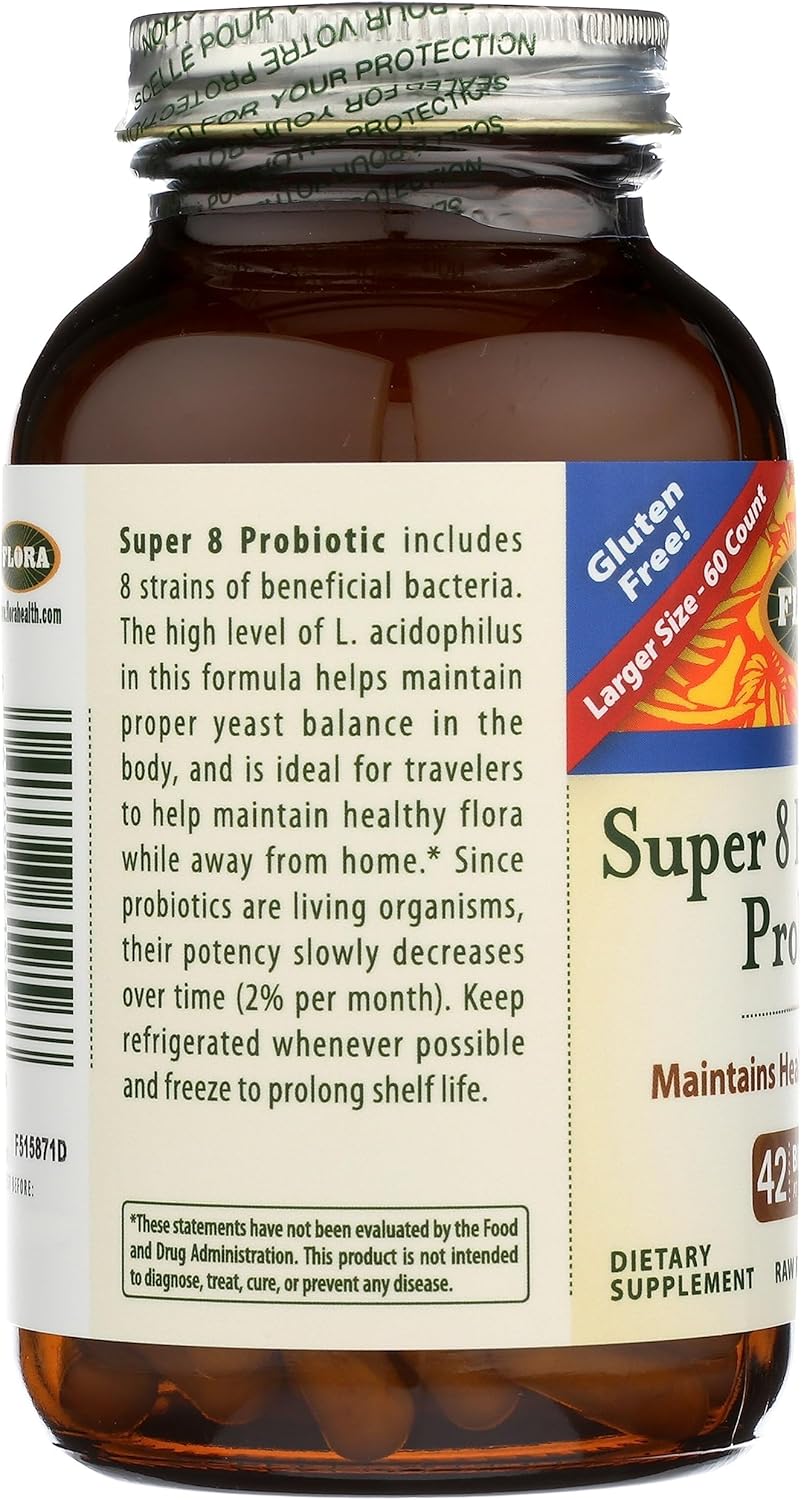 Super 8 Hi Potency Probiotics - 60 Count for Healthy Yeast Balance & Digestive Health - 42 Billion CFU, Raw, Gluten Free - 2 Month Supply for Men & Women