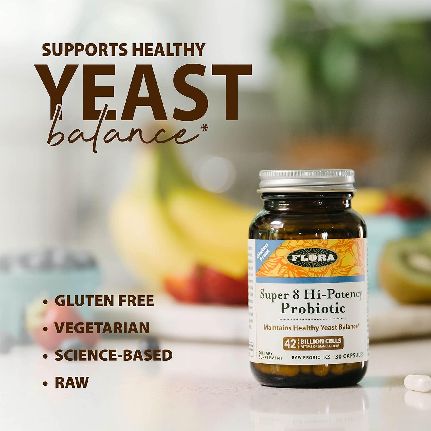 Super 8 Hi Potency Probiotics - 60 Count for Healthy Yeast Balance & Digestive Health - 42 Billion CFU, Raw, Gluten Free - 2 Month Supply for Men & Women