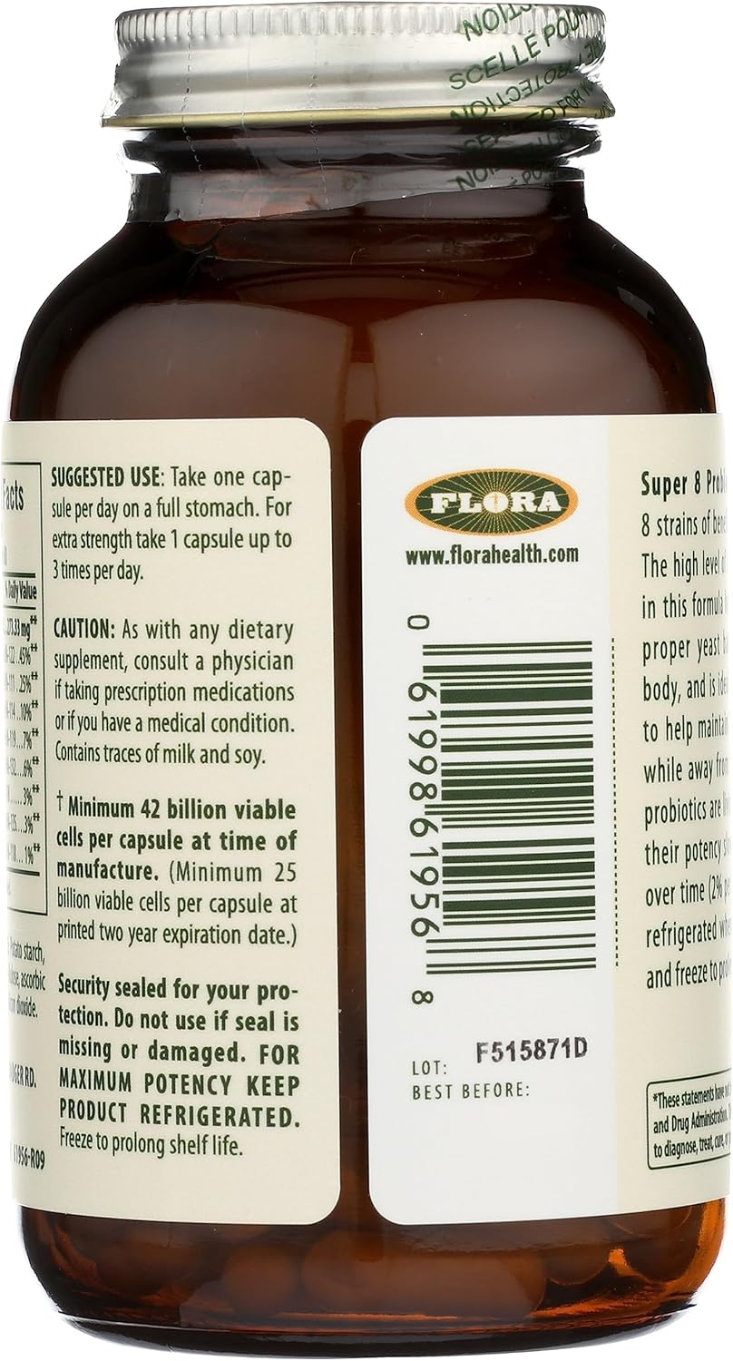 Super 8 Hi Potency Probiotics - 60 Count for Healthy Yeast Balance & Digestive Health - 42 Billion CFU, Raw, Gluten Free - 2 Month Supply for Men & Women