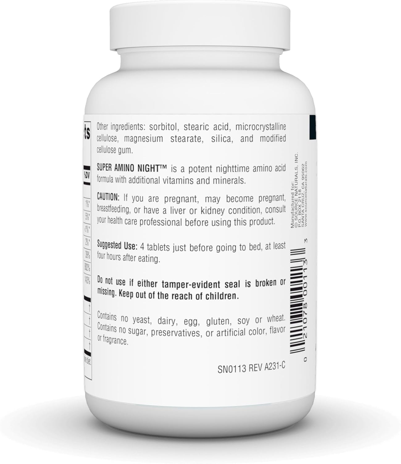 Super Amino Night by Source Naturals - Advanced Amino Acid Formula in 120 Tablets