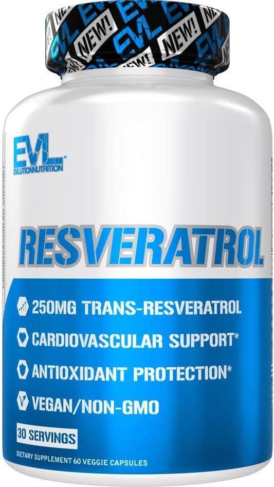 Super Antioxidant Trans-Resveratrol Supplement for Immune and Heart Health - 500mg Japanese Knotweed Extract - Evlution Anti Aging Nutrition