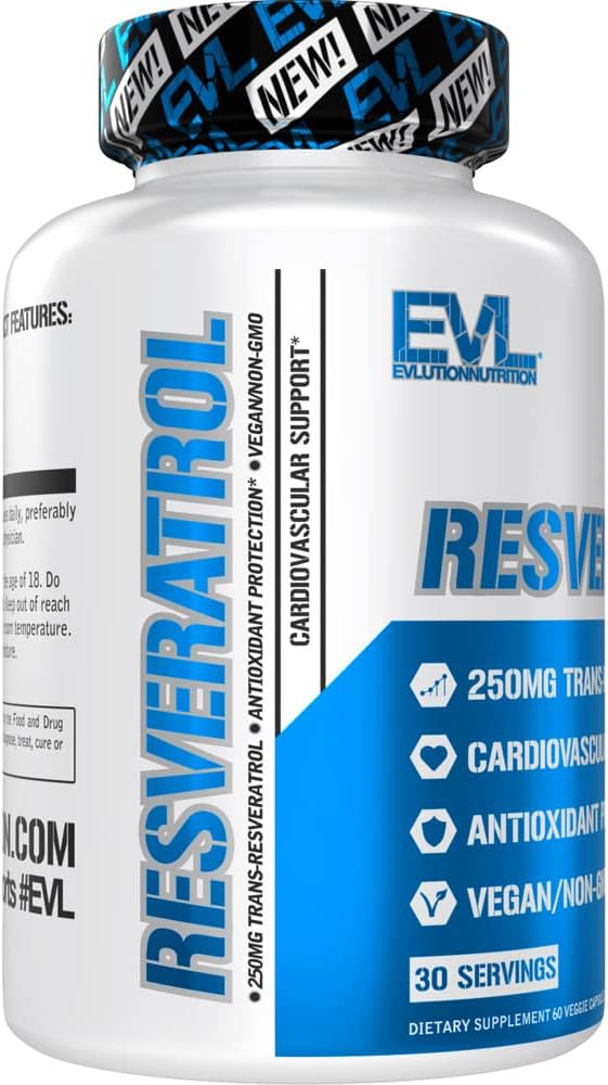 Super Antioxidant Trans-Resveratrol Supplement for Immune and Heart Health - 500mg Japanese Knotweed Extract - Evlution Anti Aging Nutrition