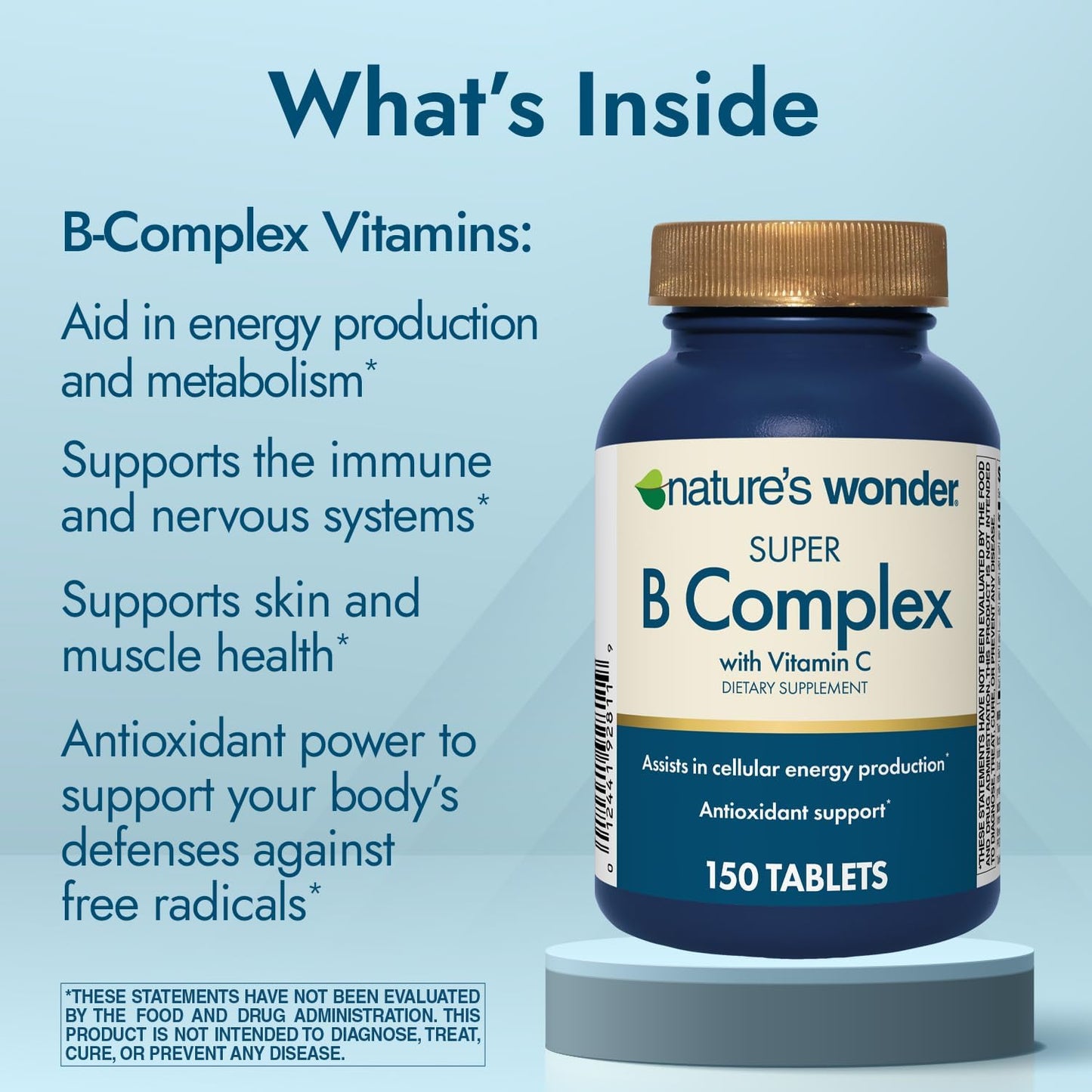Super B Complex with Vitamin C, B12, and Folic Acid 150 Tablets for Energy, Immune, Skin, and Muscle Health