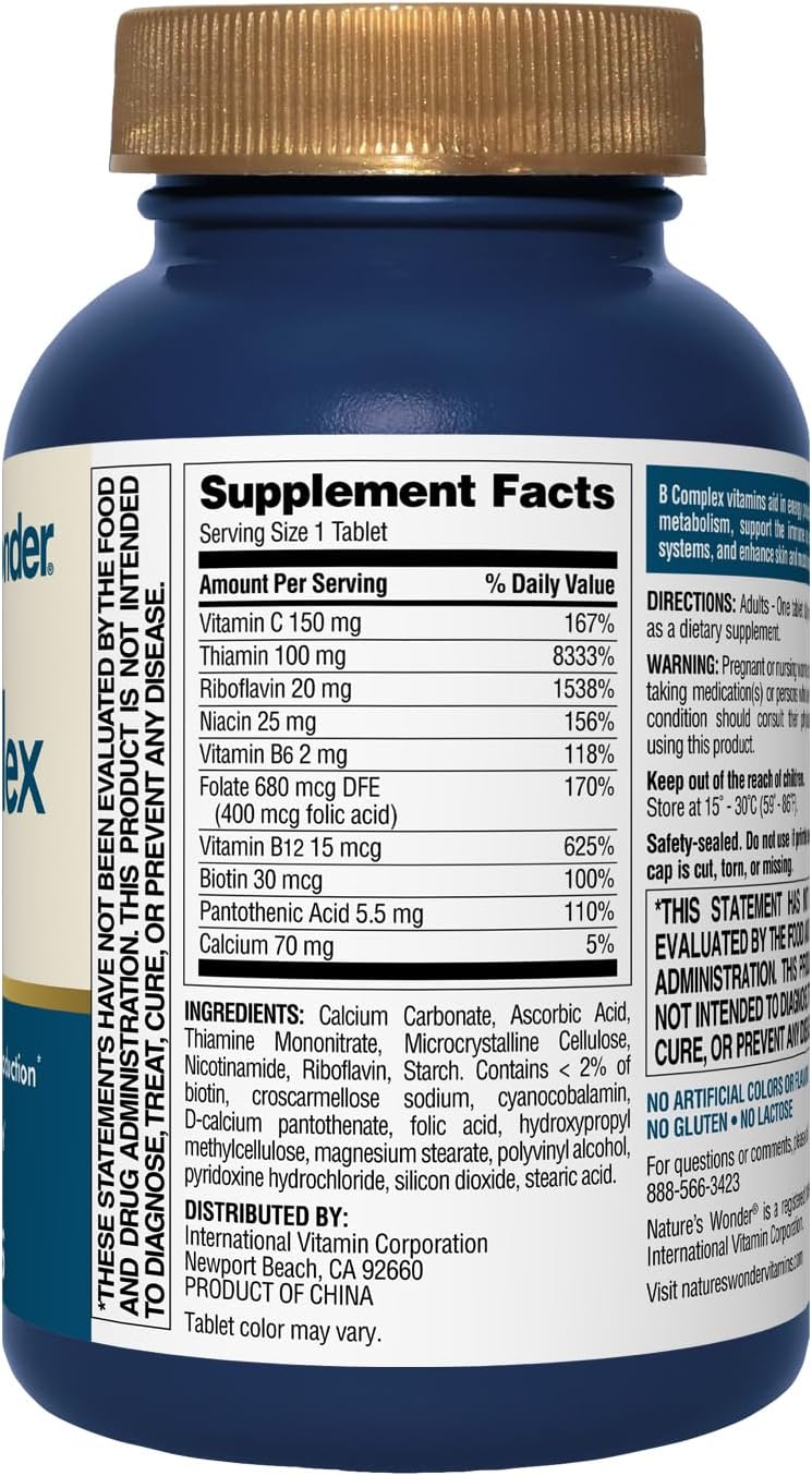 Super B Complex with Vitamin C, B12, and Folic Acid 150 Tablets for Energy, Immune, Skin, and Muscle Health