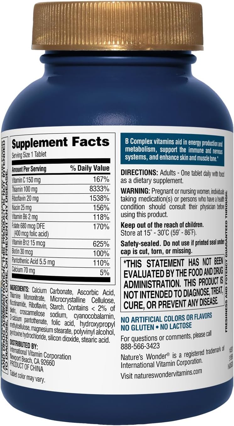 Super B Complex with Vitamin C, B12, and Folic Acid 150 Tablets for Energy, Immune, Skin, and Muscle Health