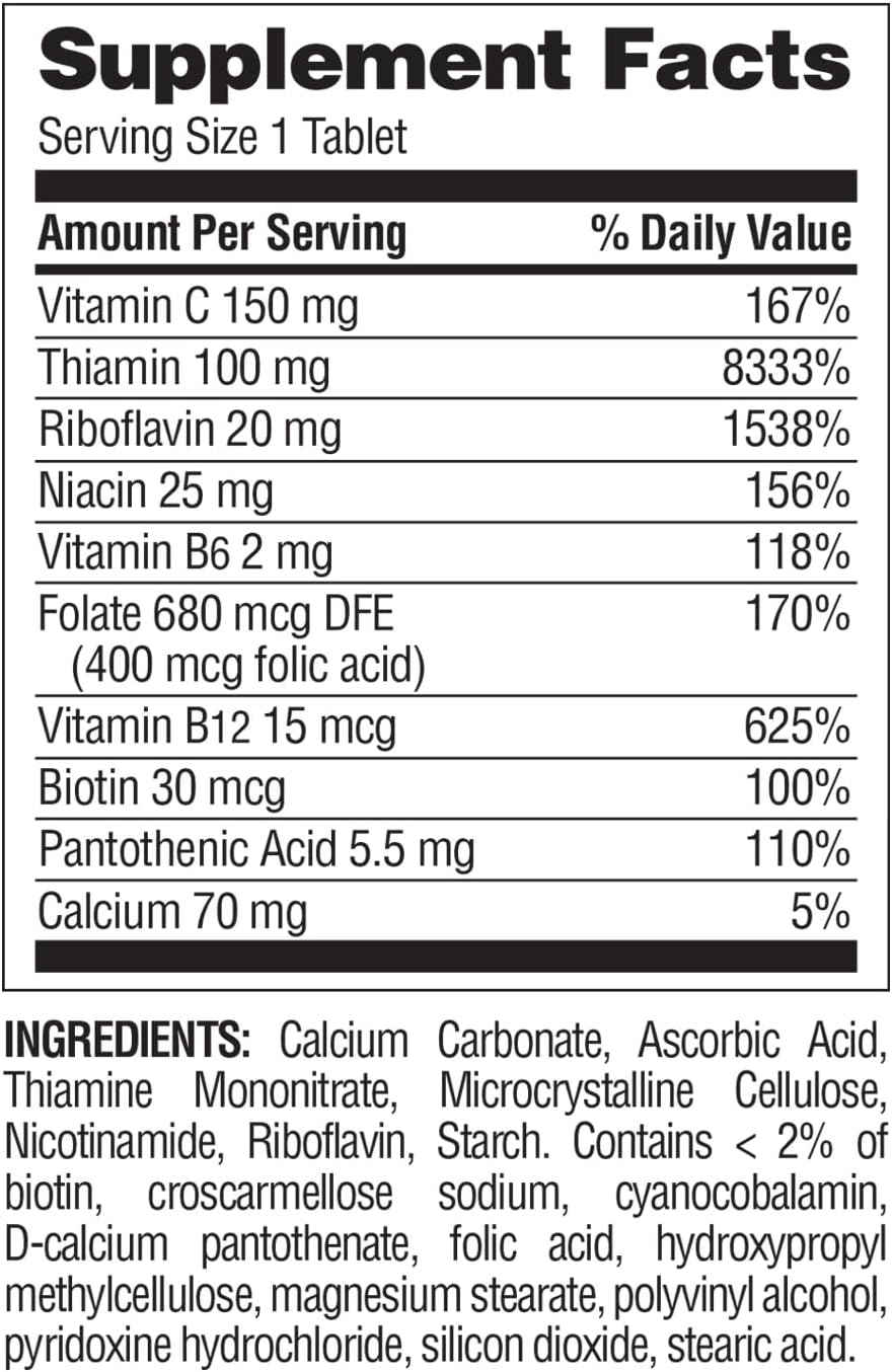 Super B Complex with Vitamin C, B12, and Folic Acid 150 Tablets for Energy, Immune, Skin, and Muscle Health