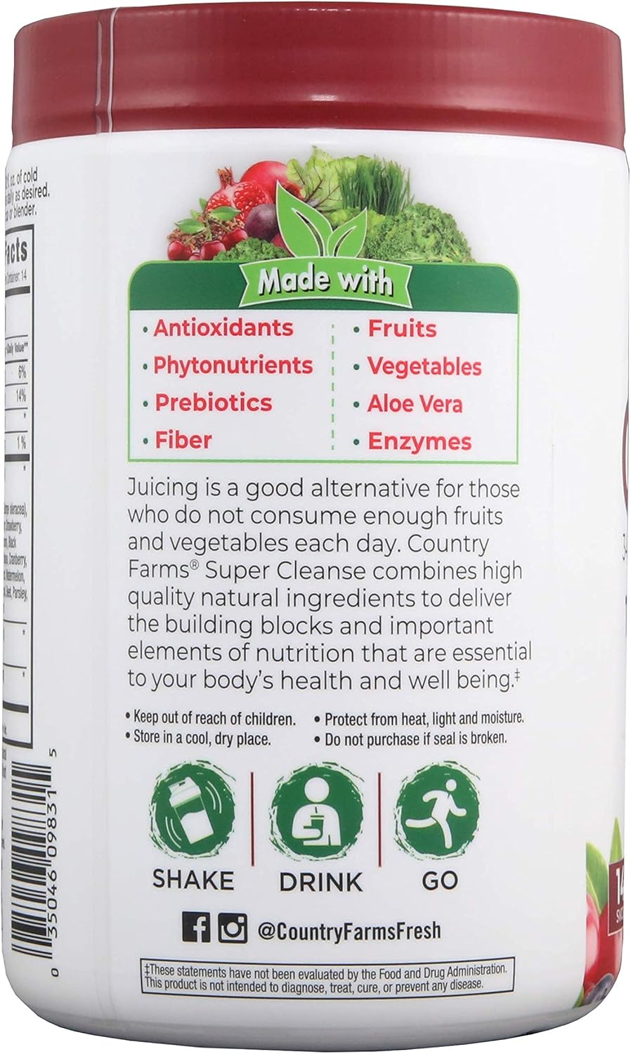 Super Cleanse Juice with 34 Fruits and Vegetables for Healthy Digestion and Weight Management - 28 Servings