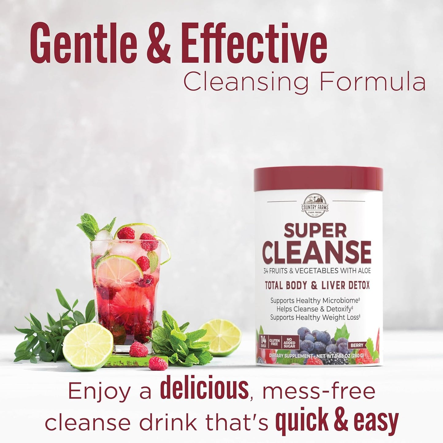 Super Cleanse Juice with 34 Fruits and Vegetables for Healthy Digestion and Weight Management - 28 Servings