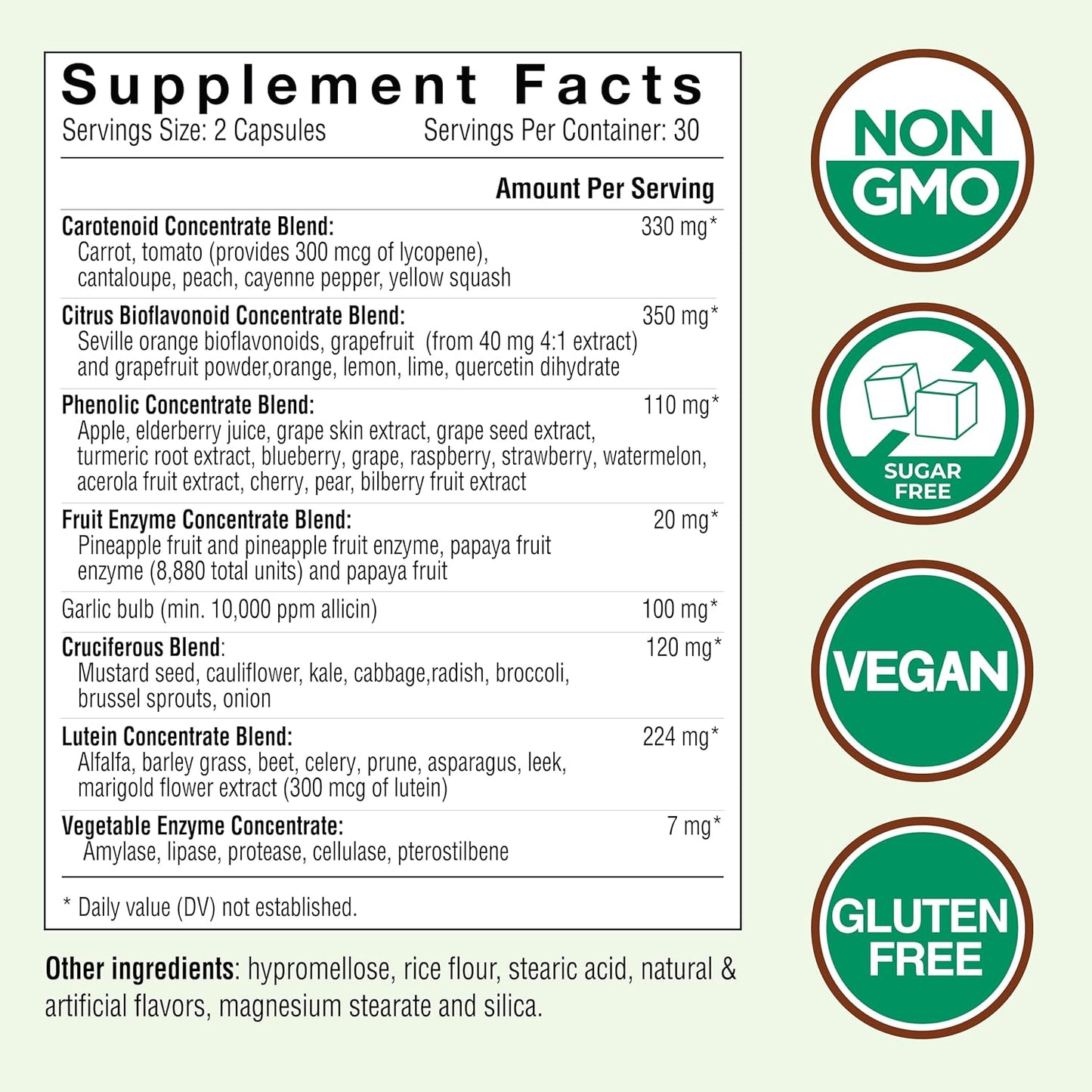Super Fruits and Veggies Capsules - Whole Food Supplement with Antioxidants for Energy and Immune Health - 30 Servings