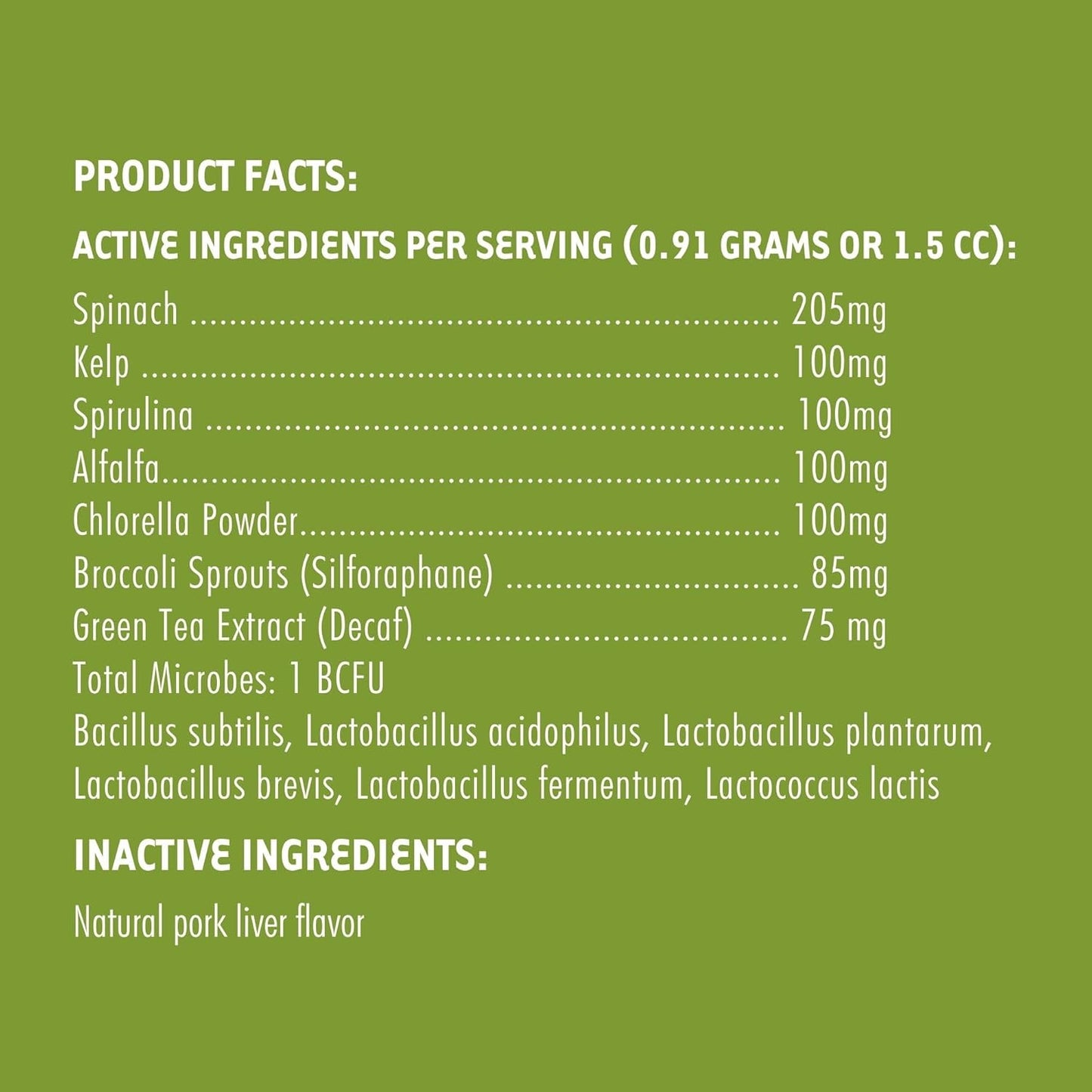 Super Greens for Dogs with Broccoli Sprouts & Spirulina Powder - Boost Immune System & Fight Allergies - Nutrient-Rich Dog Supplement with Vitamins & Antioxidants