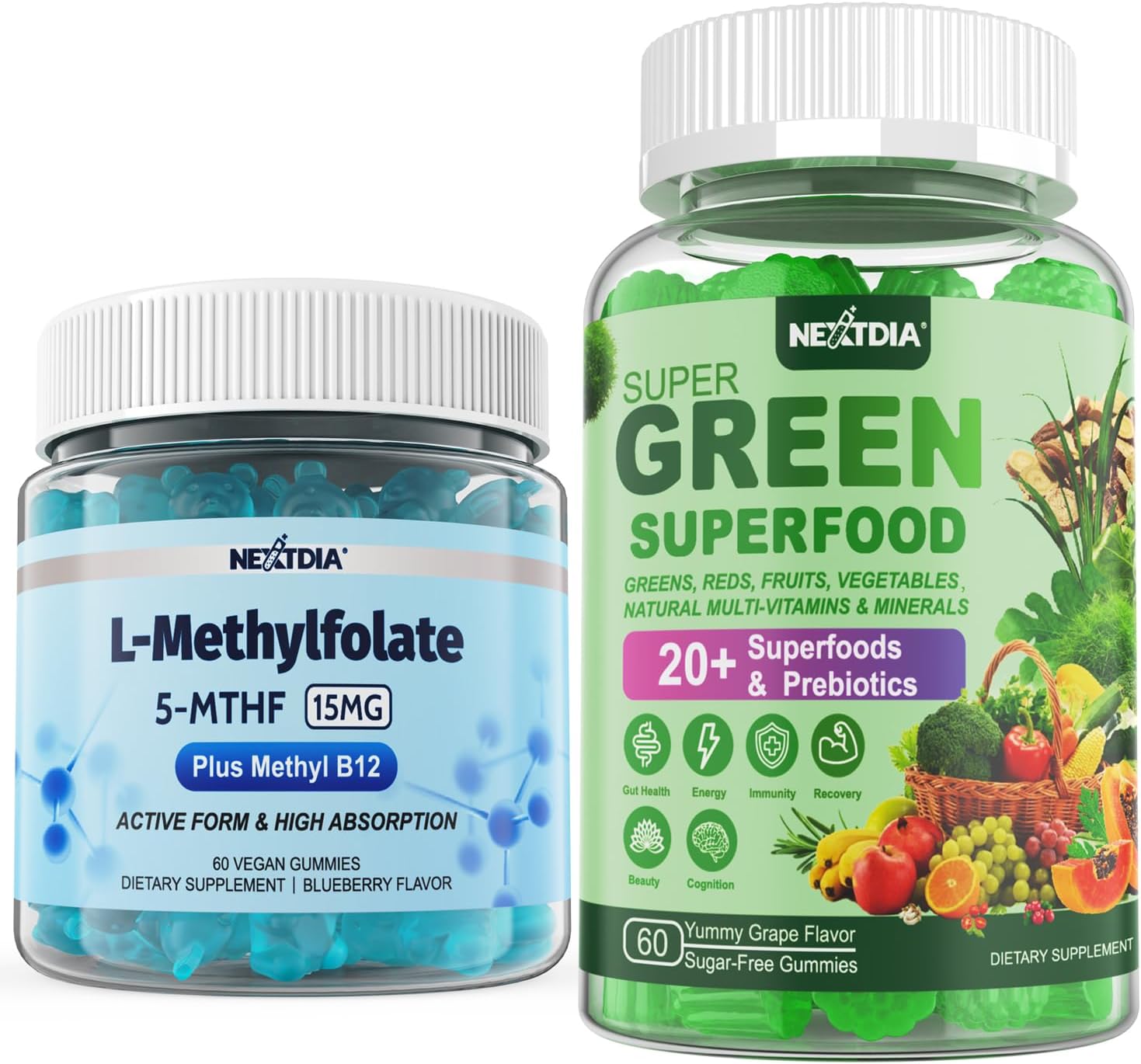 Super Greens Gummies with Nextdia L-MethylFolate 15mg for Enhanced Health Support