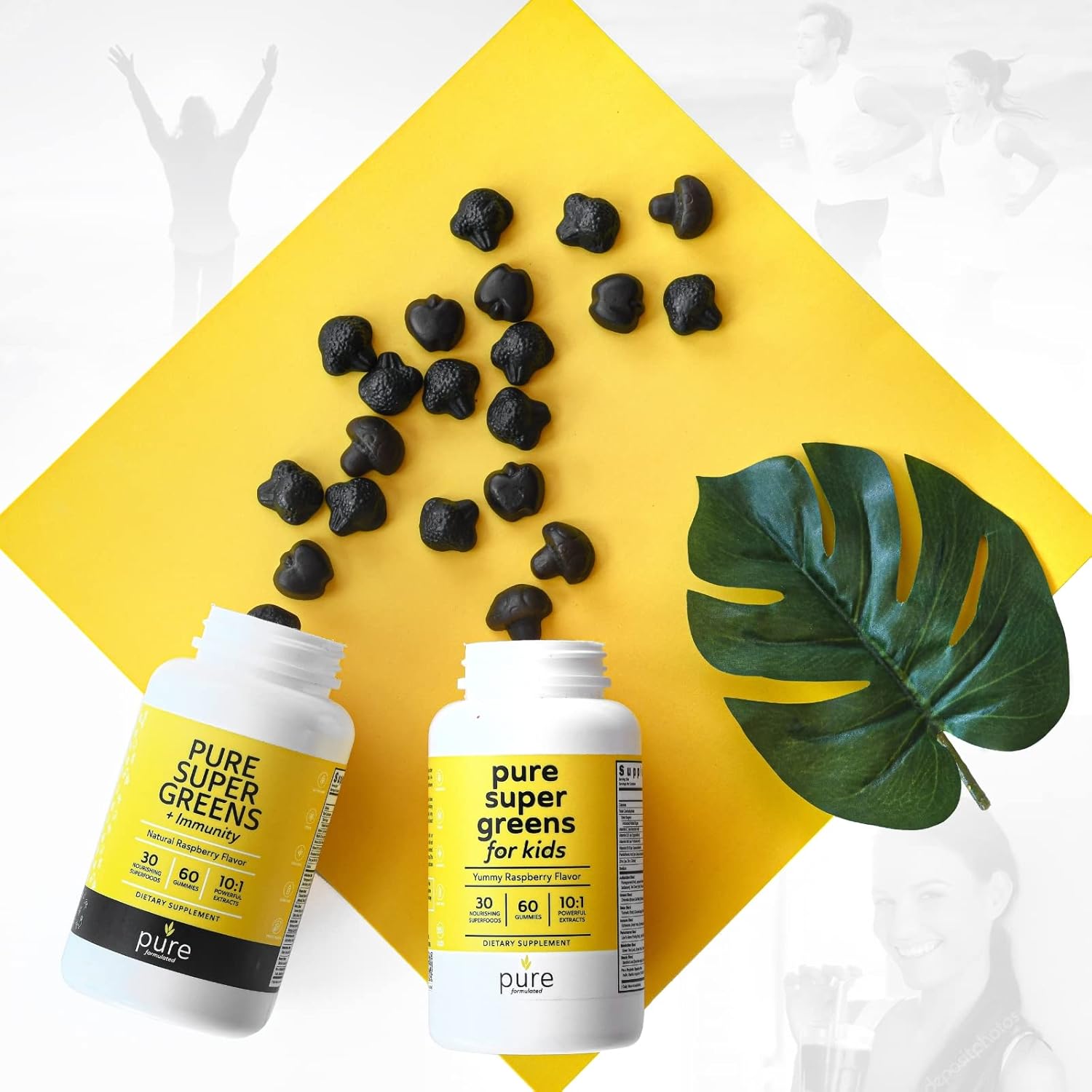 Super Greens Multivitamin Gummies for Adults - Immune Support with 30 Superfoods - Vegan Raspberry Flavor - 60 Gummies