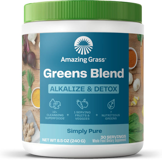 Super Greens Powder with Beet Root, Digestive Enzymes, Prebiotics & Probiotics - Alkalize & Detox Cleanse, 30 Servings