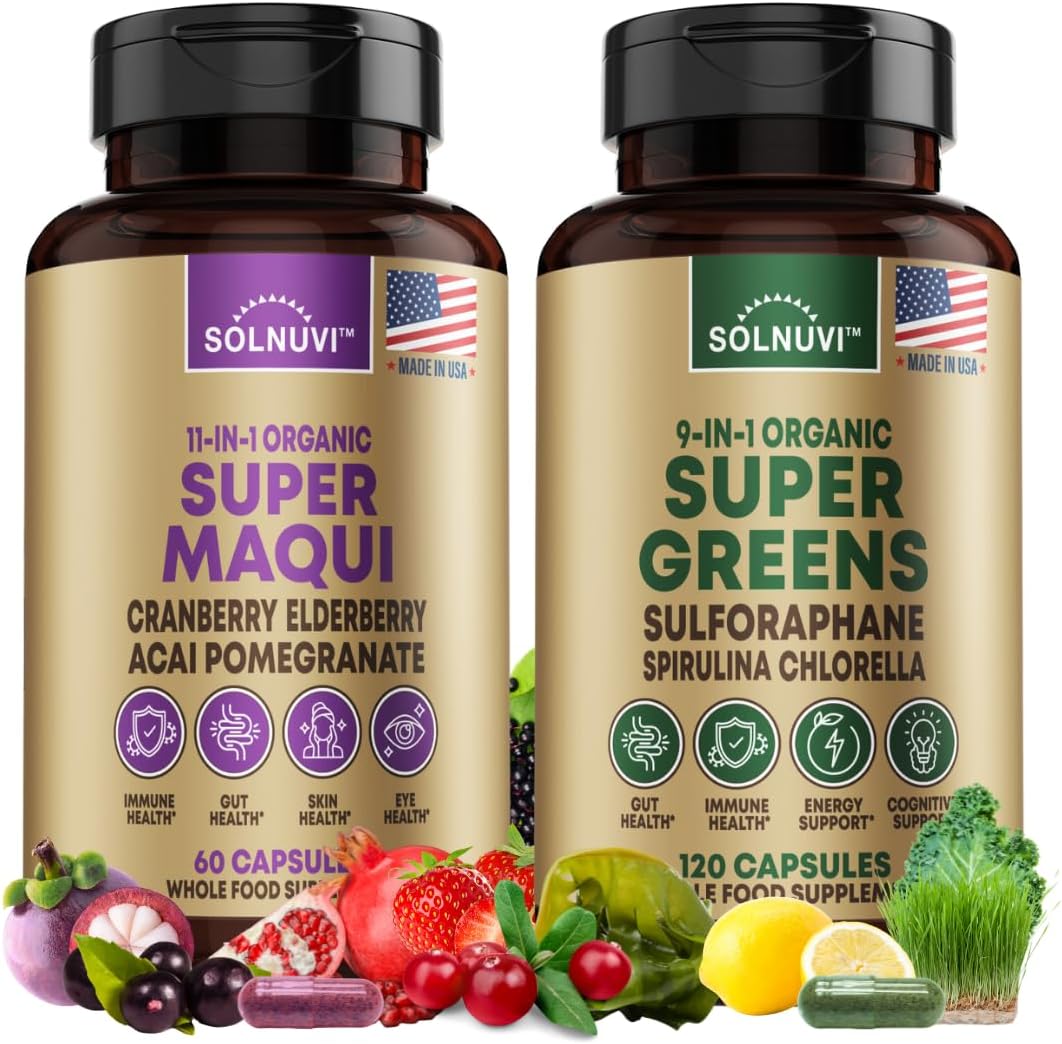 Super Maqui Berry & Greens Bundle - Gut, Immune, Skin, Wellness Support - Non GMO, Gluten Free, Vegan