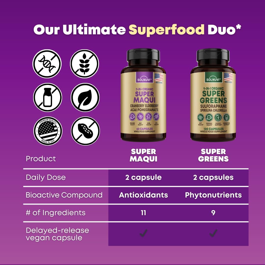 Super Maqui Berry & Greens Bundle - Gut, Immune, Skin, Wellness Support - Non GMO, Gluten Free, Vegan