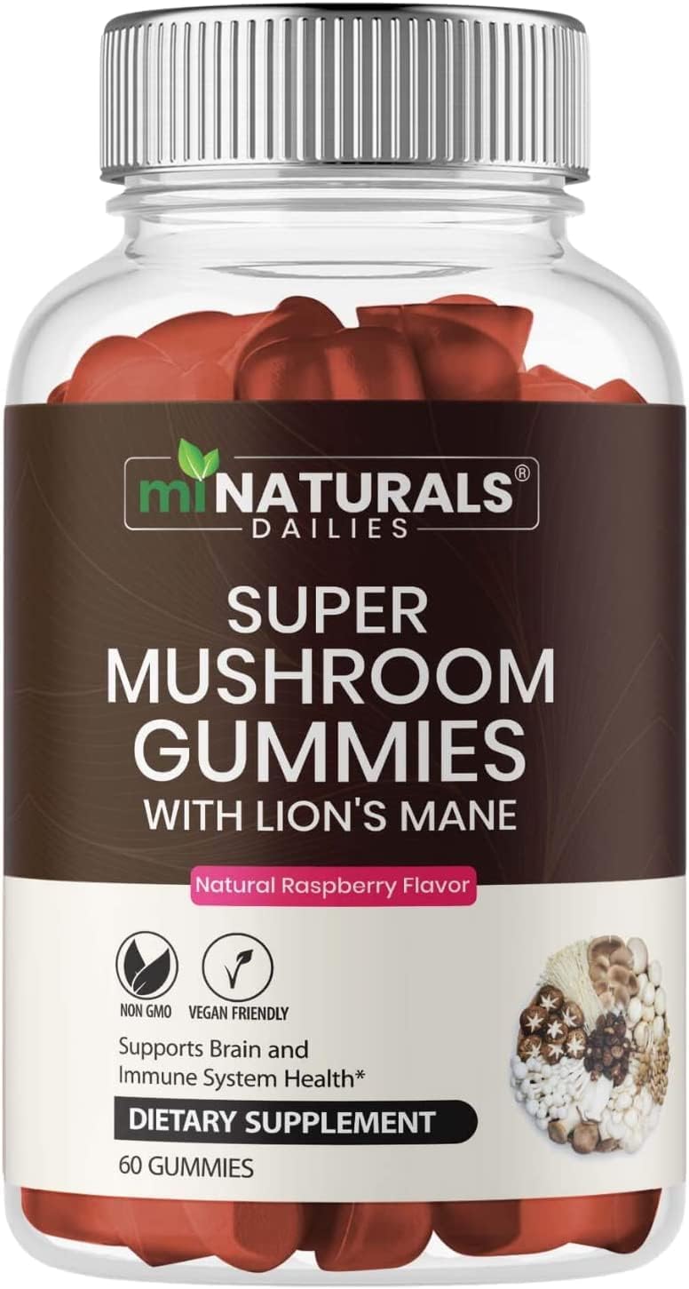 Super Mushroom Gummies for Adults - 10X Mushroom Supplement with Lions Mane for Brain and Immune System Health - No More Pills or Capsules