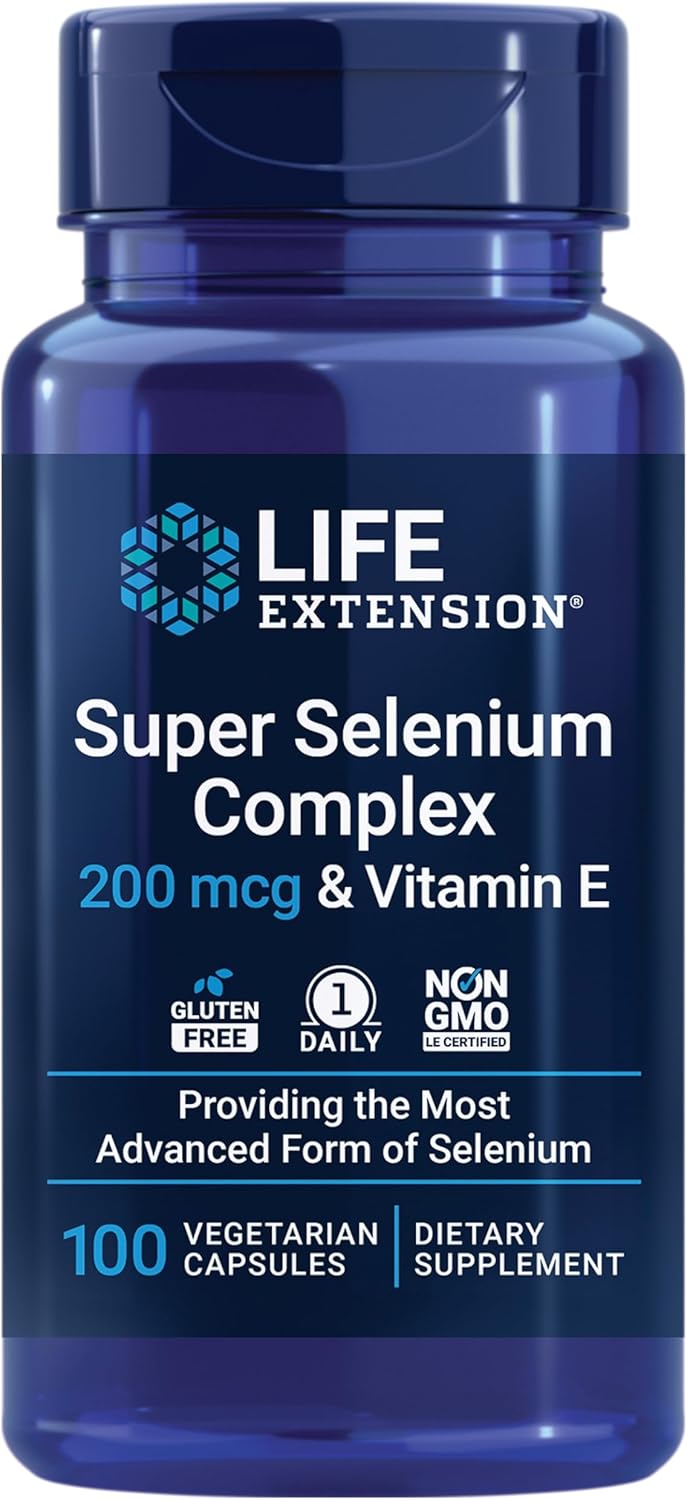 Super Selenium Complex with Vitamin E - Supports Cellular Health and Longevity - 100 Capsules - Gluten-Free, Non-GMO, Vegetarian