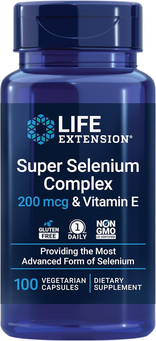 Super Selenium Complex with Vitamin E - Supports Cellular Health and Longevity - 100 Capsules - Gluten-Free, Non-GMO, Vegetarian