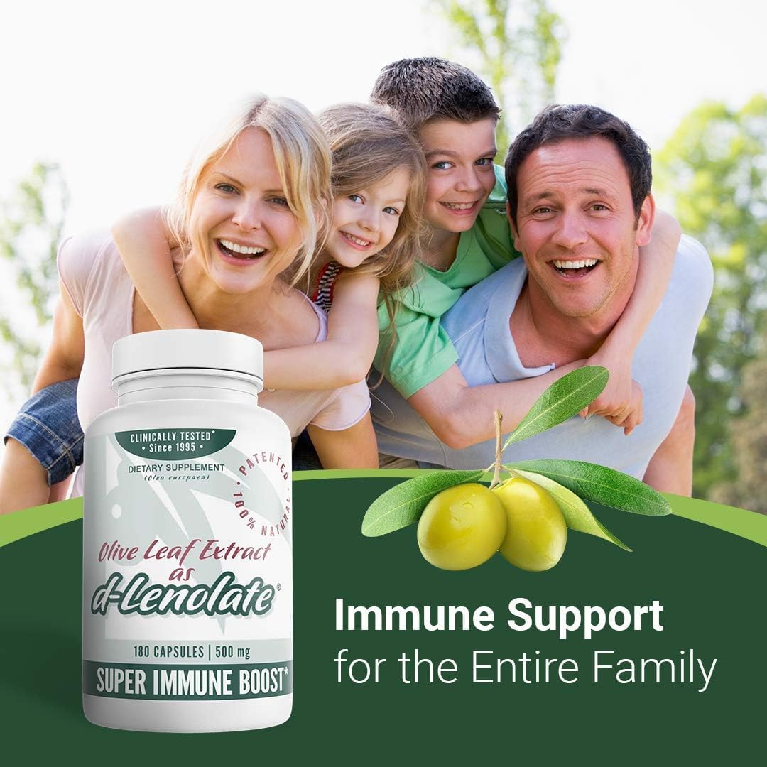 Super Strength East Park Olive Leaf Extract Capsules - 500mg d-Lenolate | 18% Oleuropein | Immune System Booster - 180 Vegetarian Capsules