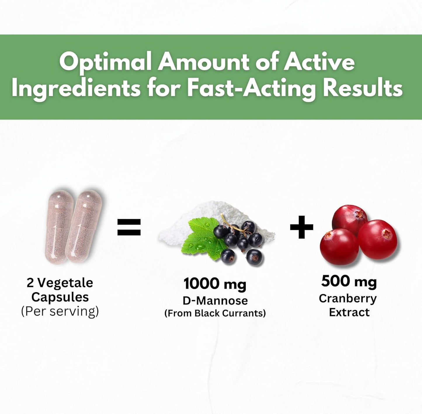 Super Strength HCL Herbal Code Labs D-Mannose with Cranberry Extract Capsules for Fast UTI Relief - 1500mg Bladder Health Supplement