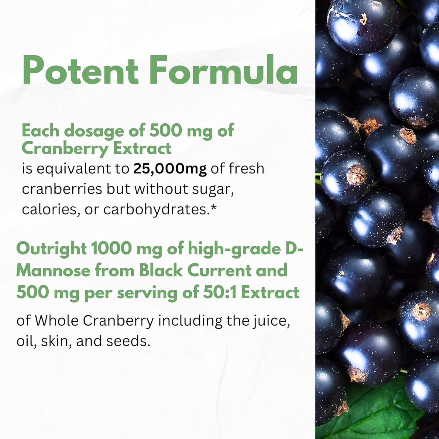 Super Strength HCL Herbal Code Labs D-Mannose with Cranberry Extract Capsules for Fast UTI Relief - 1500mg Bladder Health Supplement
