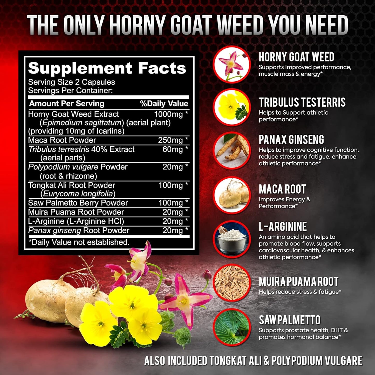 Super Strength Horny Goat Weed Capsules with Maca, Arginine, and Ginseng - Boost Health, Performance, and Energy - Joint Health for Men and Women - 120 Capsules