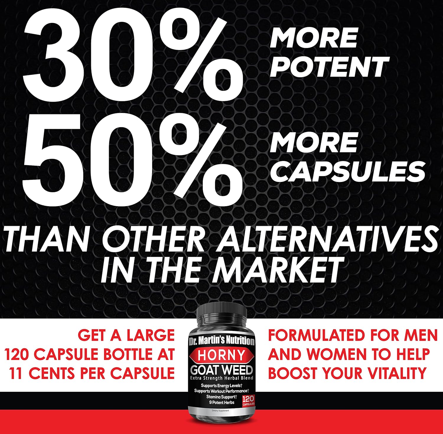 Super Strength Horny Goat Weed Capsules with Maca, Arginine, and Ginseng - Boost Health, Performance, and Energy - Joint Health for Men and Women - 120 Capsules