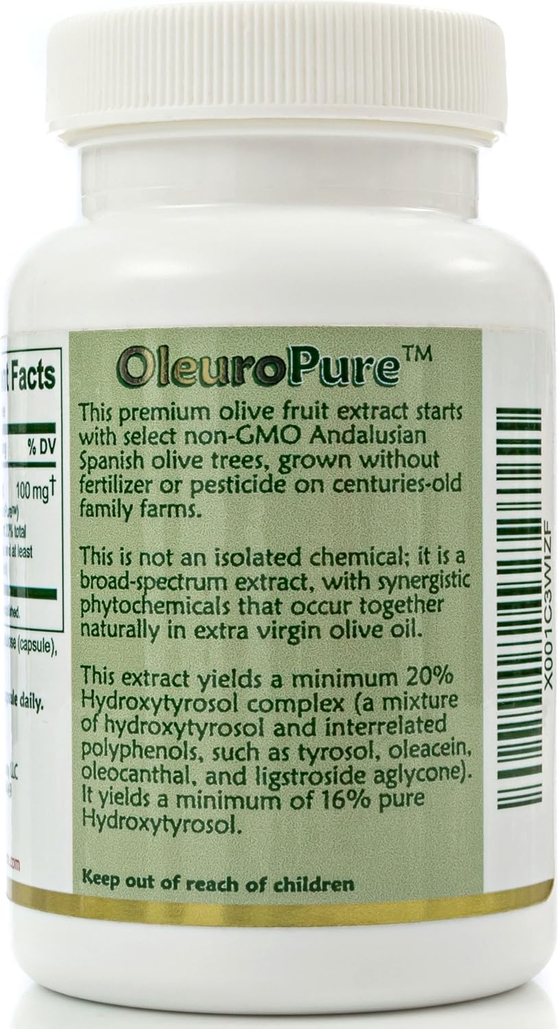 Super Strength Island Nutrition 20% Hydroxytyrosol Complex™ Olive Fruit Extract Capsules - 100% Grown & Extracted in Spain, 90 Capsules x 100 mg