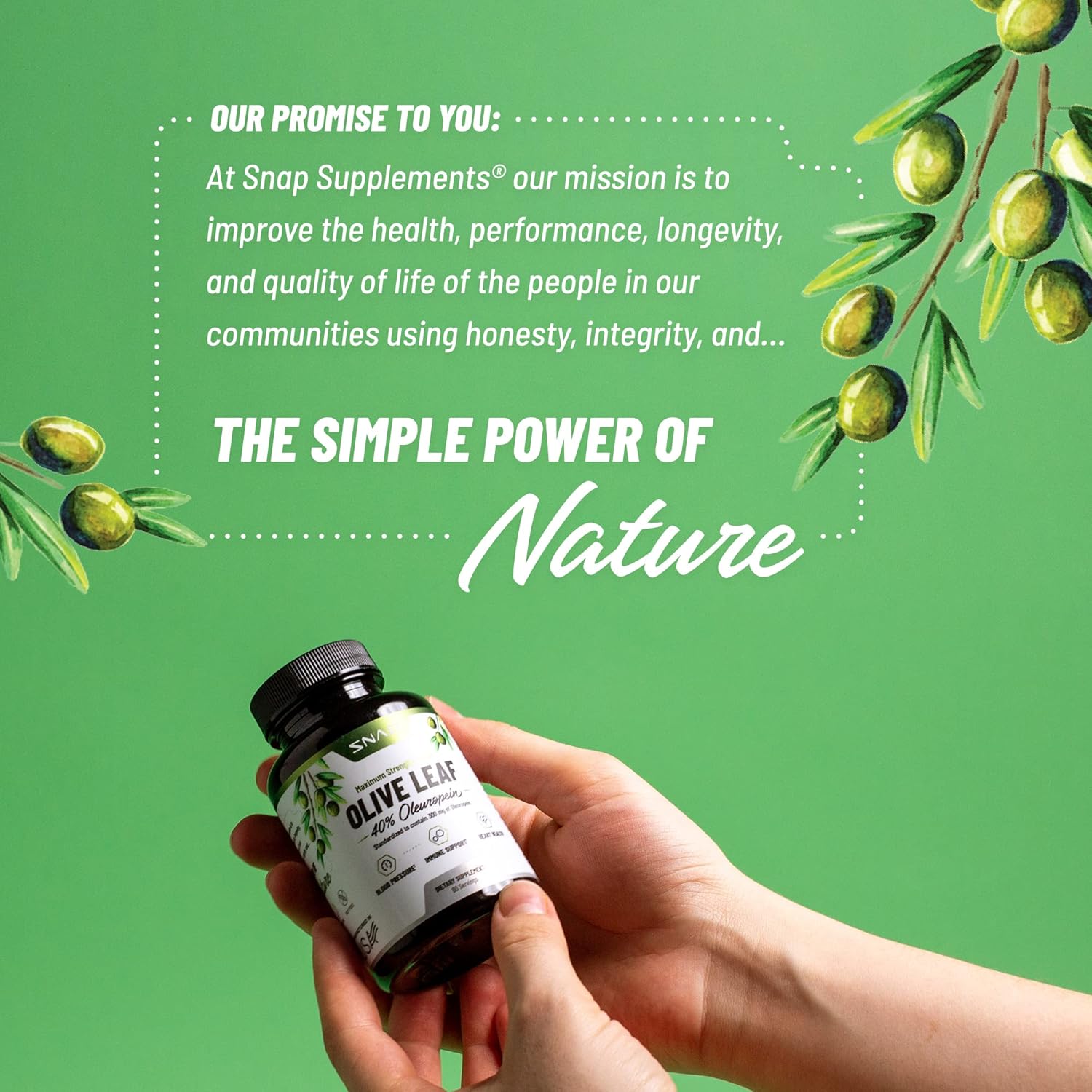 Super Strength Olive Leaf Extract Capsules - 40% Oleuropein for Blood Flow, Digestion, Antioxidant Boost, Brain Function - 60 Capsules