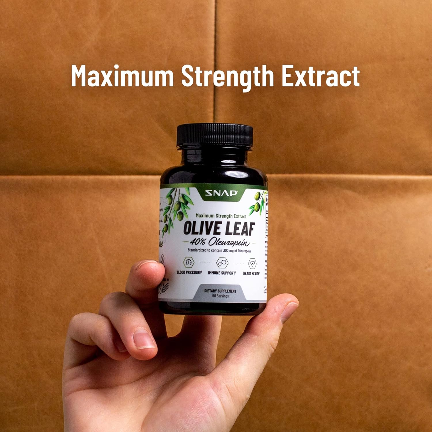 Super Strength Olive Leaf Extract Capsules - 40% Oleuropein for Blood Flow, Digestion, Antioxidant Boost, Brain Function - 60 Capsules