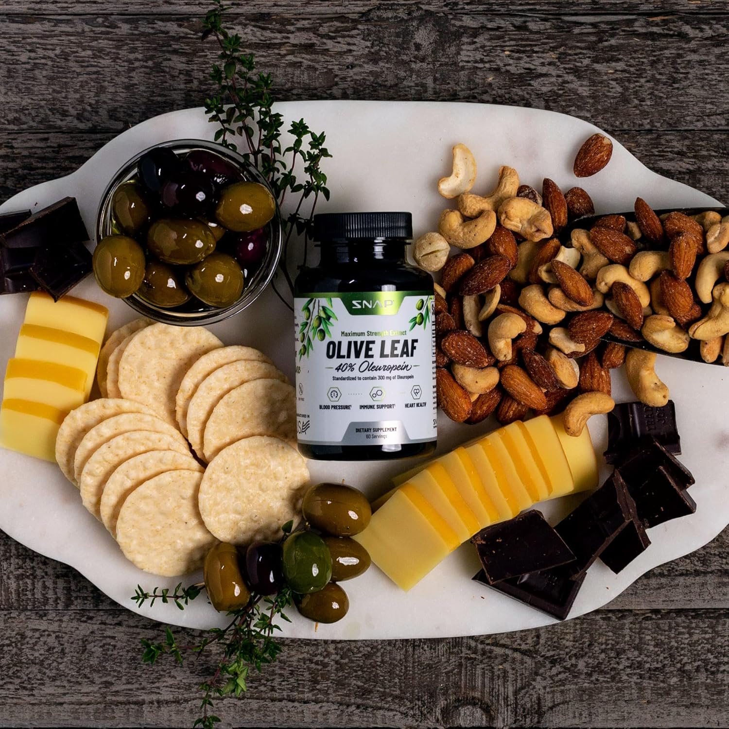 Super Strength Olive Leaf Extract Capsules - 40% Oleuropein for Blood Flow, Digestion, Antioxidant Boost, Brain Function - 60 Capsules