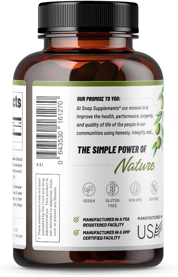 Super Strength Olive Leaf Extract Capsules - 40% Oleuropein for Blood Flow, Digestion, Antioxidant Boost, Brain Function - 60 Capsules