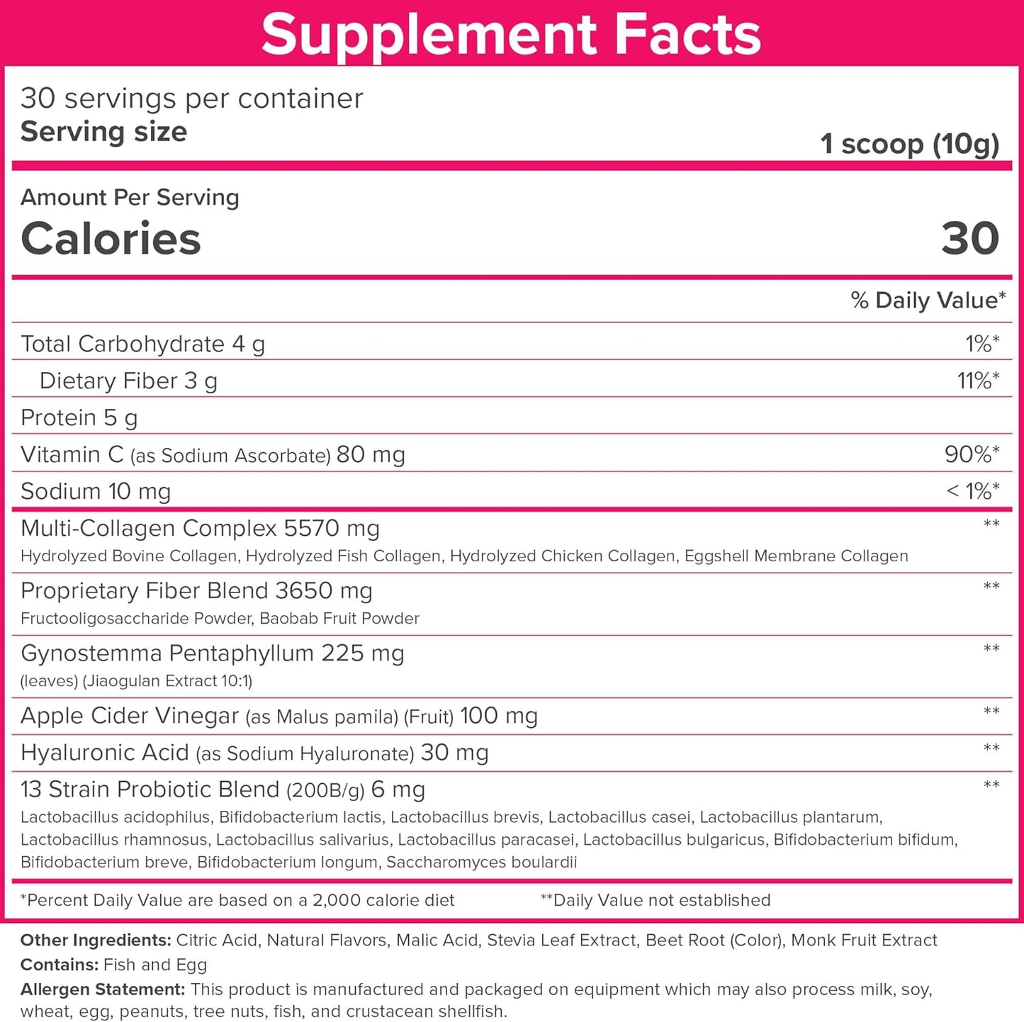 Super Youth Strawberry Watermelon Collagen Peptides with Probiotics, Fiber, Hyaluronic Acid, Vitamin C - Skin, Hair, Joint & Metabolism Support