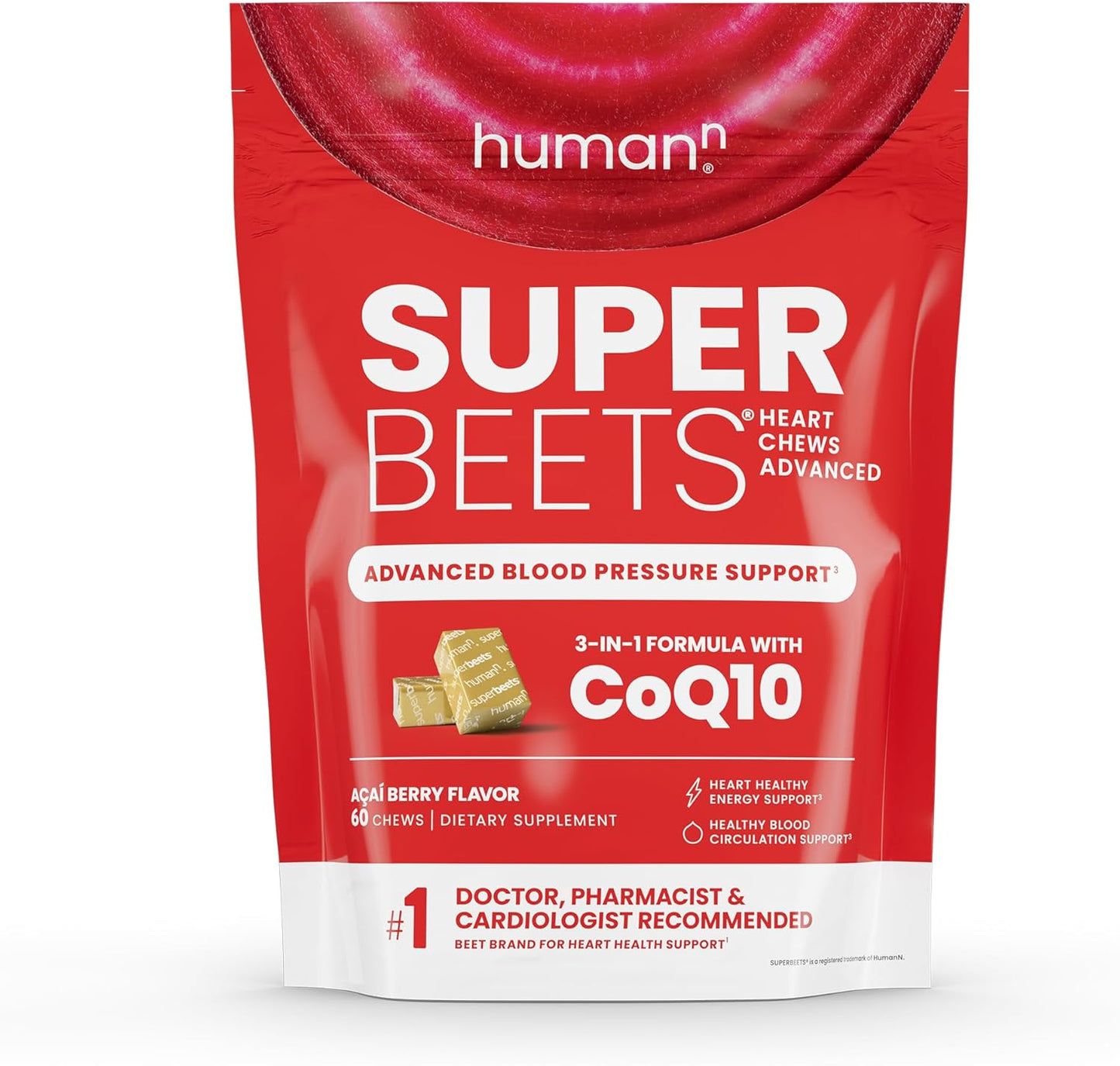 SuperBeets Advanced & Memory + Focus Chews - Boost Brain Health and Cognitive Function with humanN's Innovative Formula