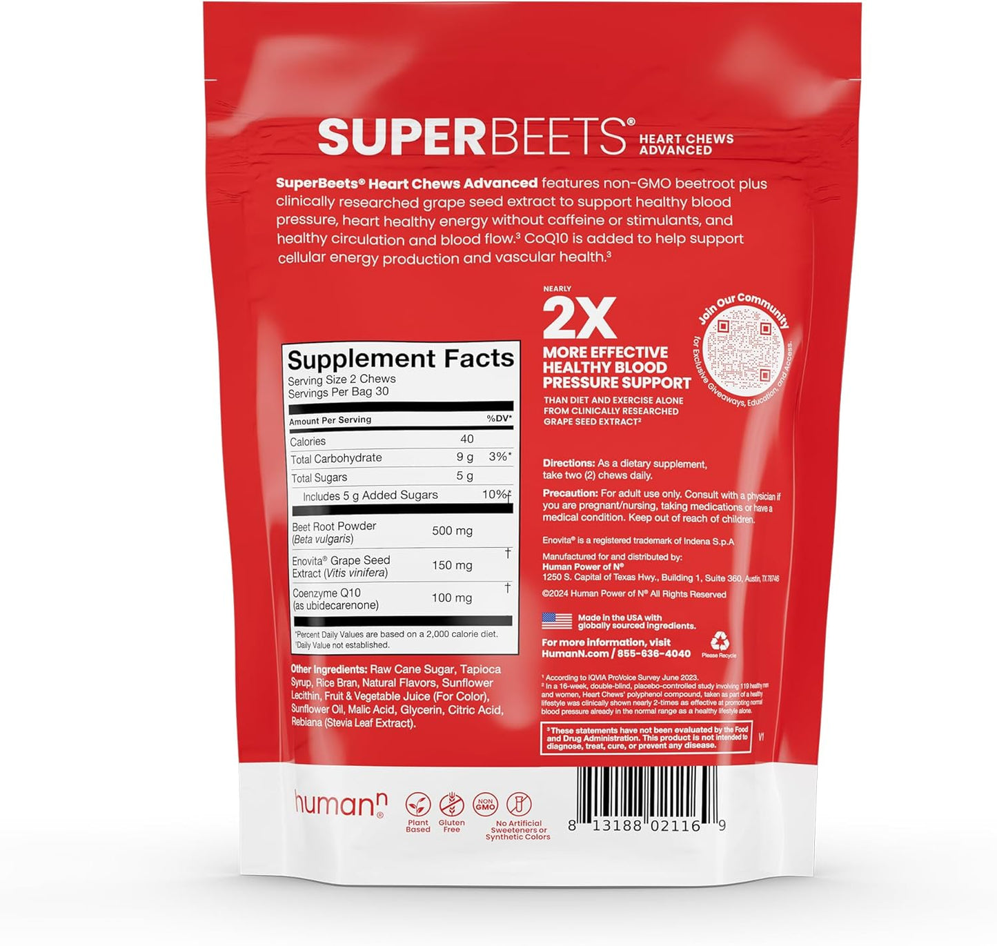 SuperBeets Advanced & Memory + Focus Chews - Boost Brain Health and Cognitive Function with humanN's Innovative Formula