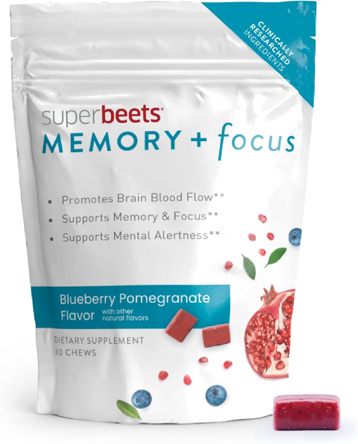 SuperBeets Advanced & Memory + Focus Chews - Boost Brain Health and Cognitive Function with humanN's Innovative Formula